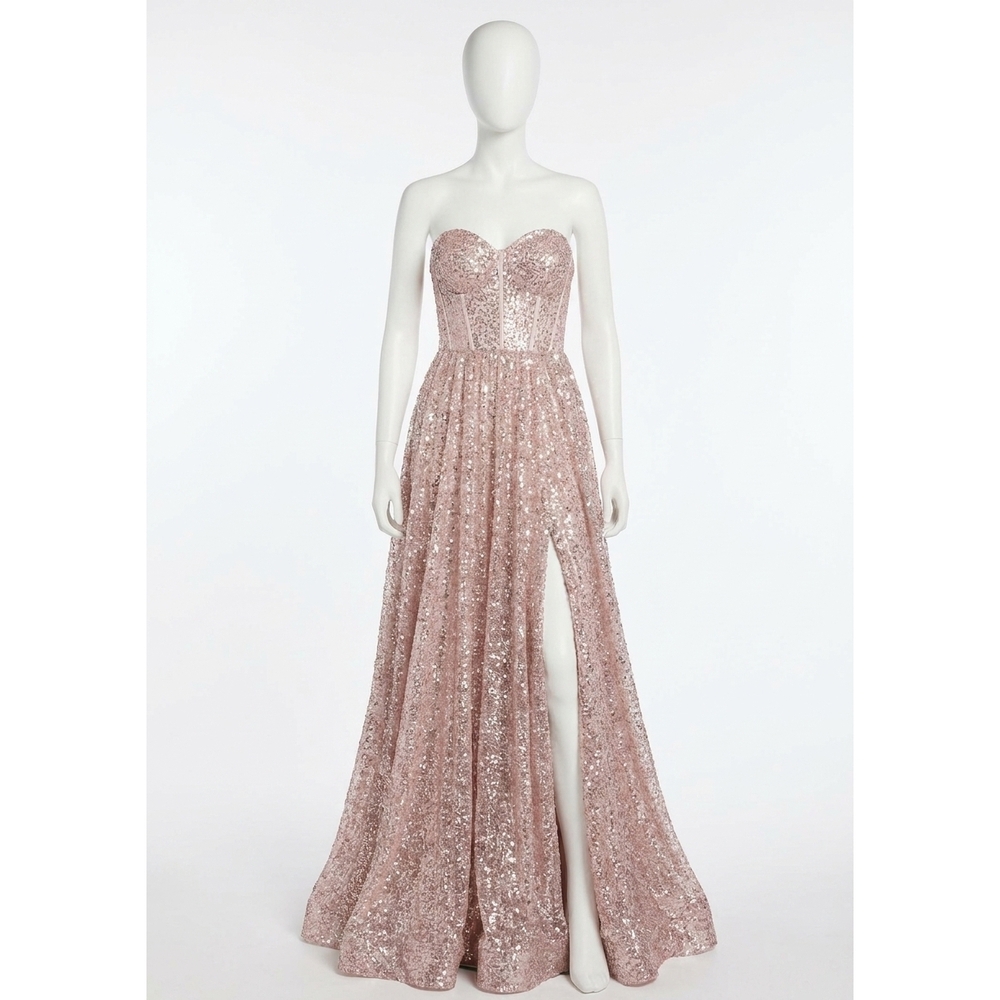 jovani glitter dress Jovani 63405 gold and silver fully beaded long pageant and prom dress main image 0